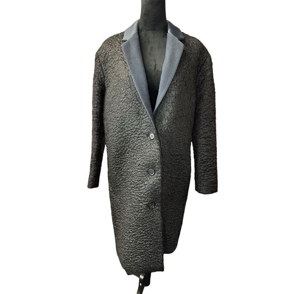 $995 J. Crew Women COLLECTION RIPPLED MOHAIR TOPCOAT Black Blue sz 2 - Picture 5 of 13